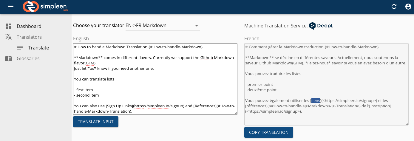 Simpleen Markdown application